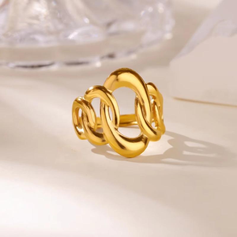 New Stainless Steel Plated K Color Zircon Ring Women's Daily Versatile Simple Temperament Medieval Ring