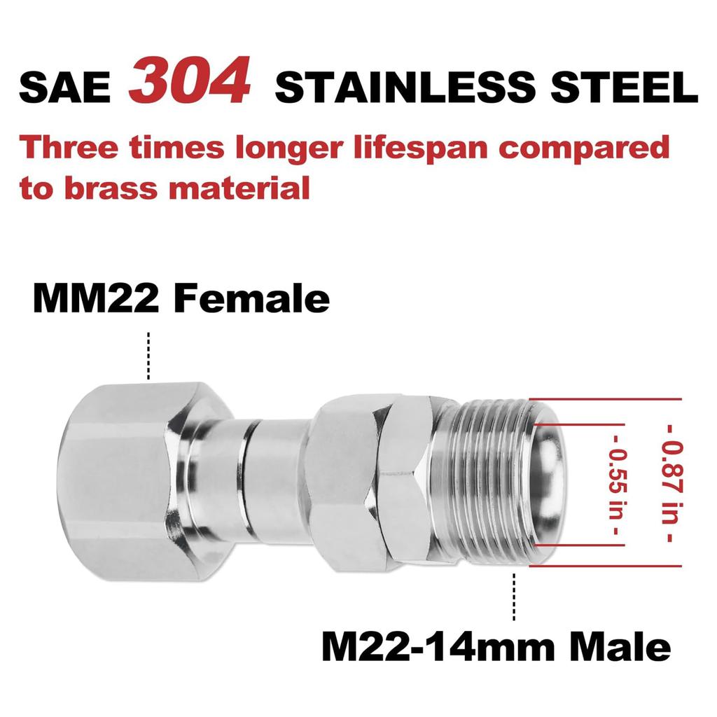 M22 High Pressure Washer Adapter Quick Release Connector 360 Degree Rotatable Adapter Car Washer Outlet Adapter
