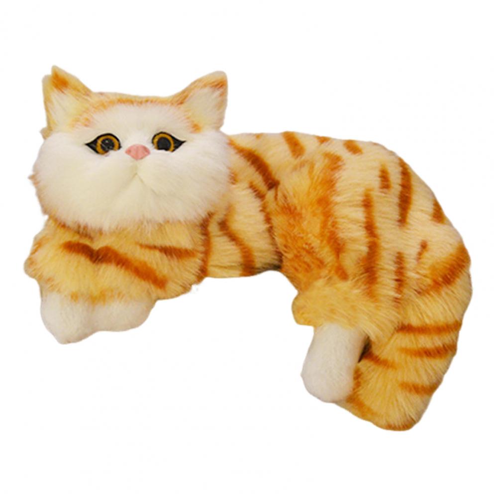 Soft Touch Cat Ornament Realistic Furry Cat Ornament Plush Kitten Figurine Fluffy Hanging Decoration Home Tv Shelf Display