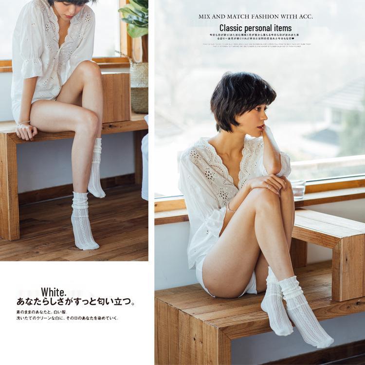 Women's Spring/Summer Cable Knit Slouch Socks with Lettuce Edge