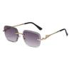 European & American Square Frameless Sunglasses: Men's Sawtooth & Women's Leopard Head Metal Fashion