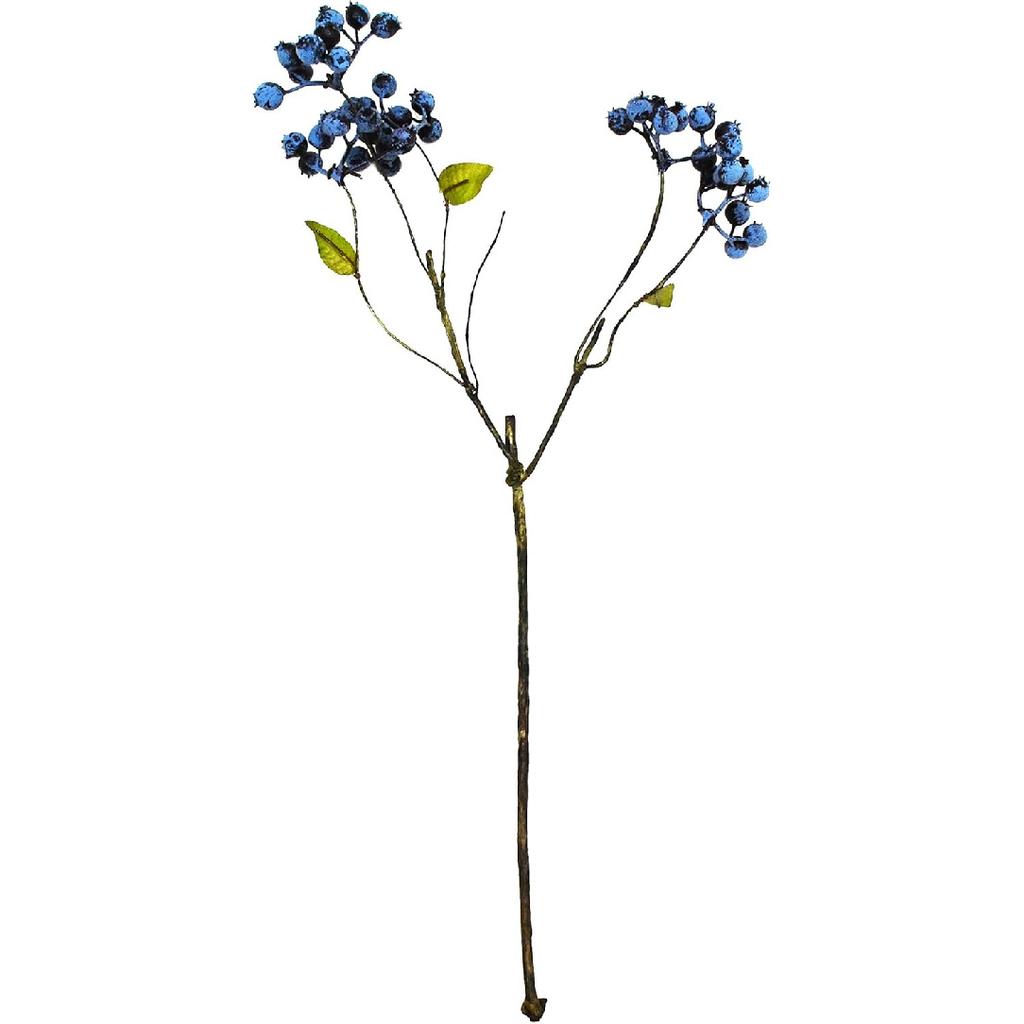 18 Inch Artificial Blueberry Fruits Branches Fake Berries Blue Decorative for Wedding DIY Garland and Holiday Ornaments Pack of 3 Blue