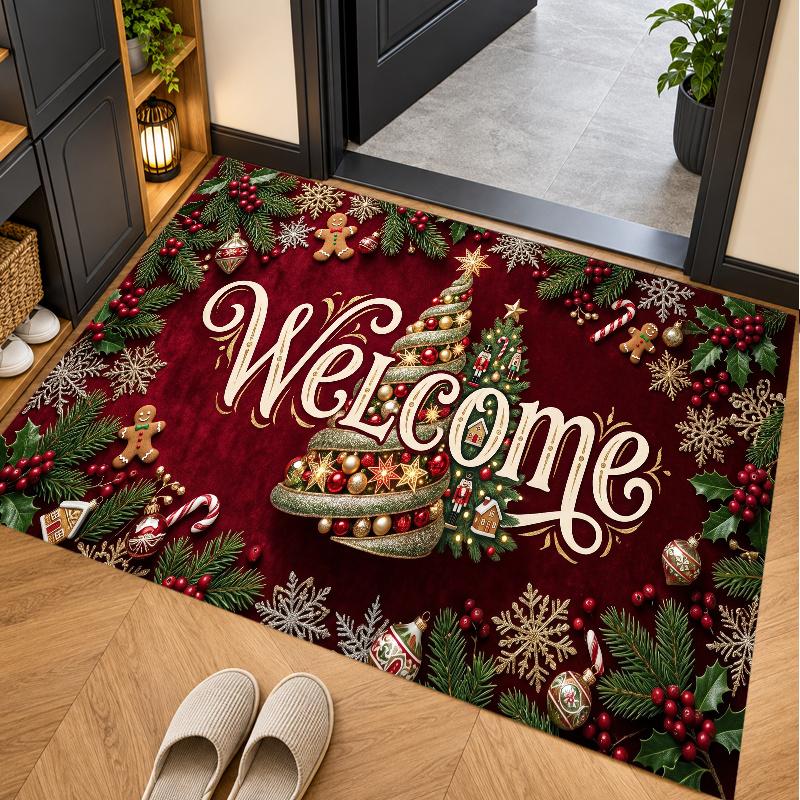 Weihnachtsthema Boden Teppich, Weicher Teppich, Weihnachten Indoor Zuhause Feiertagsdekoration