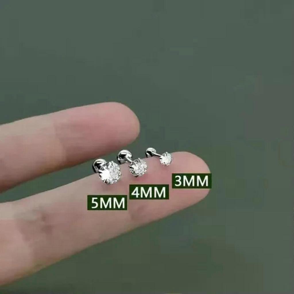 RSAMD 1Pair Zircon Earring for Women Ear Bone Nail Cartilage Earring Spiral Stud Earri-5mm