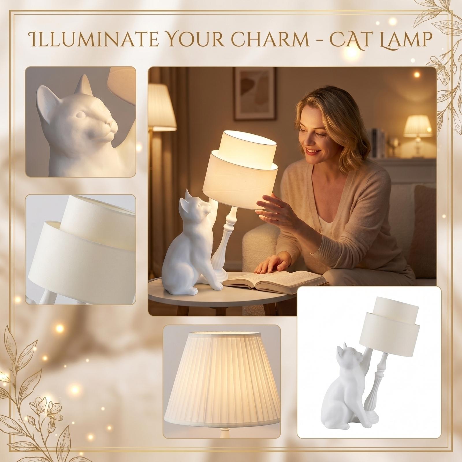 

Whimsical Sculpture Table Lamp, Modern Resin Figurine Desk Light With Fabric Shade, Warm Lamp For Bedroom & Living Room One Size