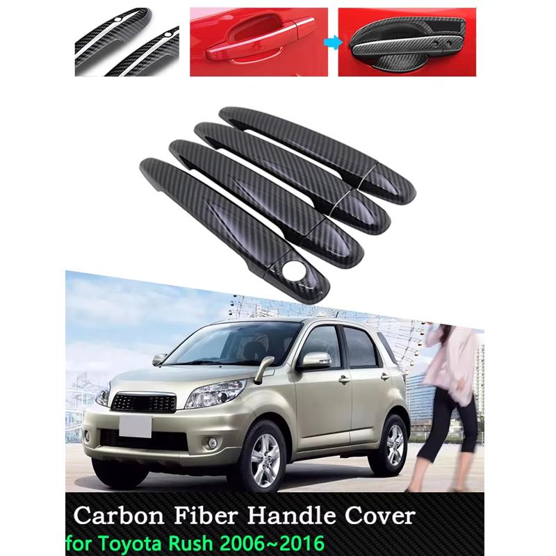 Car Carbon Fiber Door Handle Cover For Toyota Rush 2006 2007 2008 2009 2010 2011 2012 2013 2016 Exterior Accessories Stickers