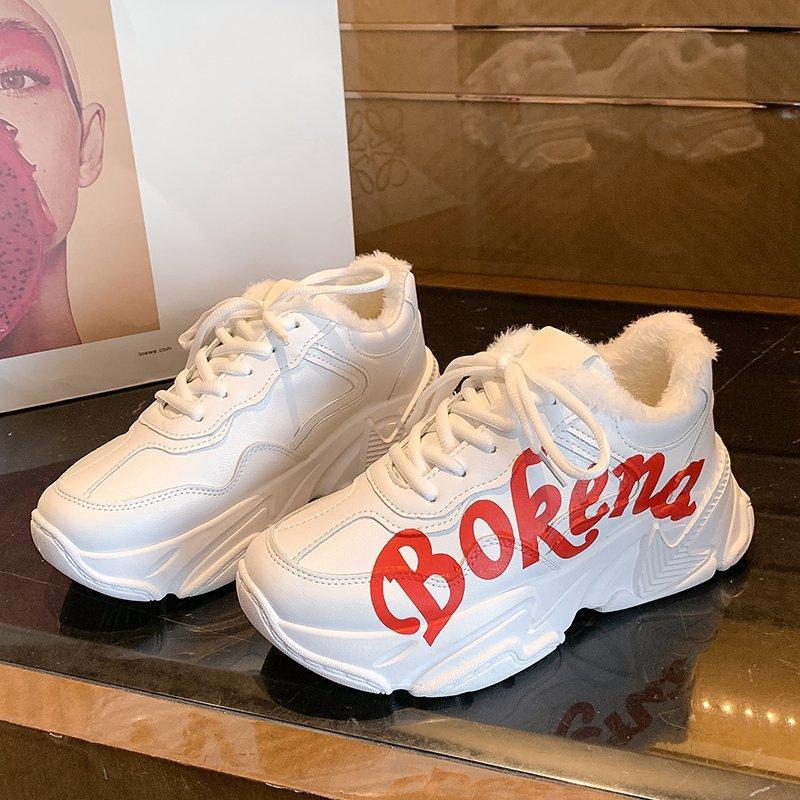 

Обувь для папы, зимние бархатные маленькие белые туфли, спортивная обувь на толстой подошве, новые кроссовки 35