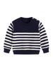 Frühling & Herbst Baby Baumwolle Knopf Strickpullover - Unisex Rundhals Streifen Oberteil