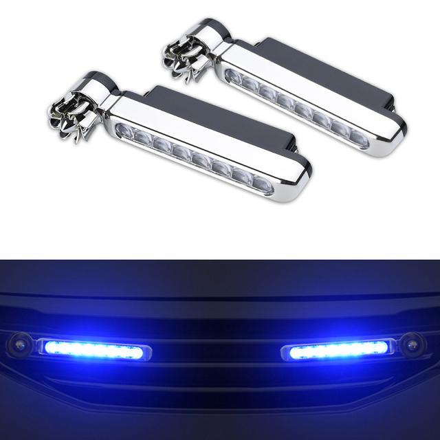 2Pcs/Set High Brightness Daytime Running Light Wind Fan Powered 8 LED Car Light External DRL Running Lights Headlight Lamp