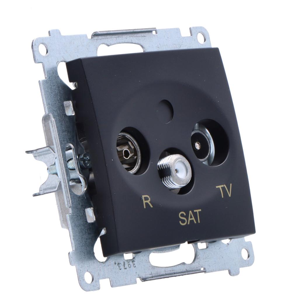R-TV-SAT Antenna Socket, Terminal/terminating (module), Matt Black Simon54