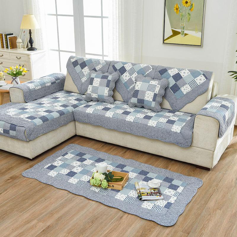 Cotton Quilted Couch Mat Four Seasons Non-Slip Fabric Summer Universal Seat Cushion Leather Sofa Cover For Living Room Decorate