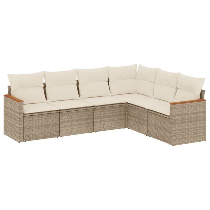 VidaXL Garden Lounge Set with Cushions 6 Pcs Beige Braided Resin 3226002