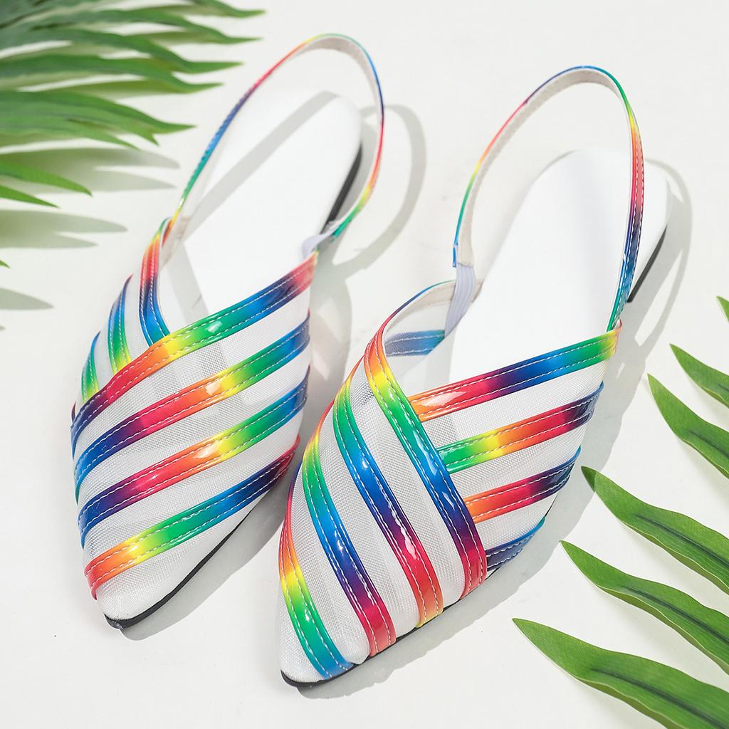 Summer New Mesh Flat Heel Hollow Large Versatile Women's Sandals Fashion Beach Vacation Women's Shoes
