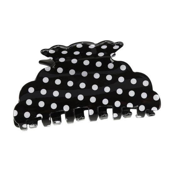 

Women Hair Clip Black White Dot Print Acrylic Back Head Hair Claw Anti-slip Teeth Lightweight Colorfast Strong Grip Large Shark Clip чёрный