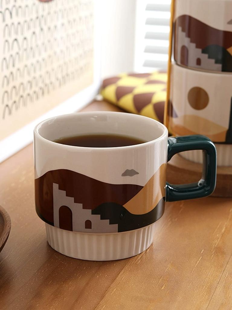 Caneca de Café Cerâmica Leeseph 320ml Xícaras de Chá Cerâmica com Alça Segura para Micro-ondas e Lava-louças Para Amantes de Copos ou Canecas Design Moderno