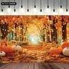 2D Flat 1pc Banner: Autumn Maple Leaf Pumpkin Thanksgiving Background Banner for Party Flagzyc