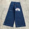 Blugi din Denim cu Imprimeu Grafic Hip Hop, Croială Largă, pentru Bărbați, Stil Y2K Harajuku, Pantaloni cu Picior Drept
