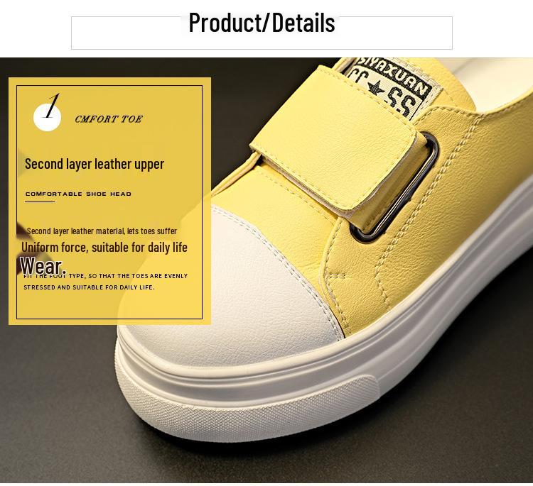 Women's 2025 Spring/Summer White Slip-On Hidden Heel Sneakers: Korean Style Casual Loafers