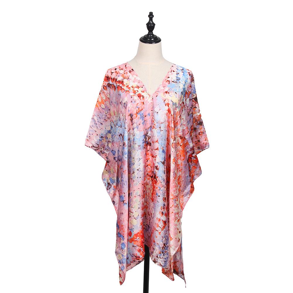 New European and American scarf women's imitation silk soft wavy polka dot shawl beach skirt