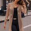 New Women's Elegant Shiny Mesh 3/4 Sleeve Open Cardigan, Fashion Casual Spring Summer Top for Women, European American Style
