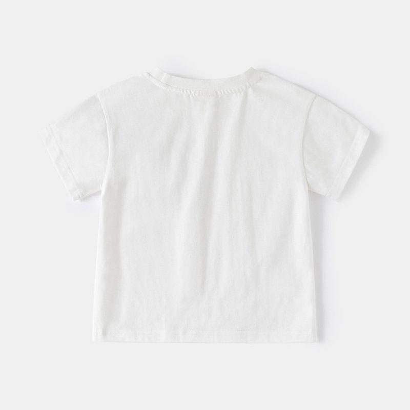 Boys' Pocket Short sleeve T-shirt Children's Half Sleeve round Neck Top Summer Thin Baby Boys' Cotton Stripe Children's Clothing