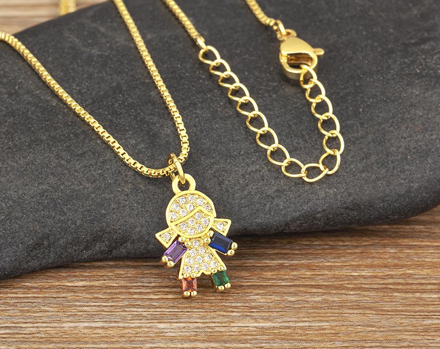 Nidin New Boy/Girl Pendant Choker Jewelry Zircon Necklaces Accessories For Mom Kids Parent-child Anniversary Gifts Wholesale