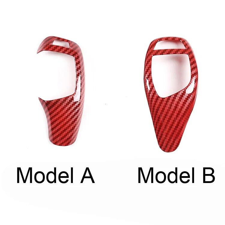 Car Interior Red Carbon Fiber ABS Gear Shift Handle Sleeve Button Cover Stickers For BMW F20 F30 F10 F32 F25 X5 F15 X6 F16 LHD