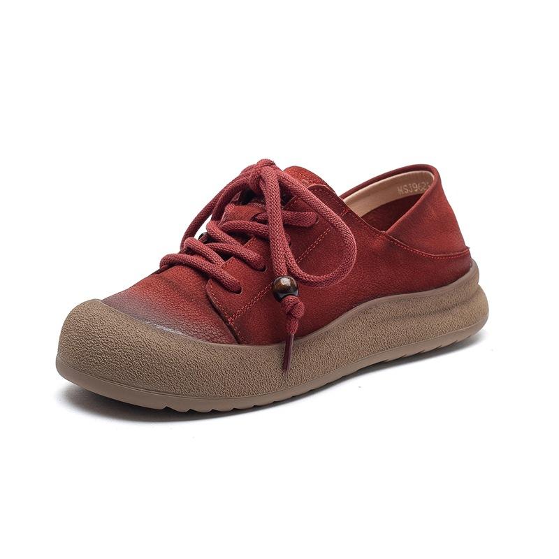 Single-shoe Women's Shoes, Versatile Retro Shoes, Round Flat, Retro Student Board Shoes for Women