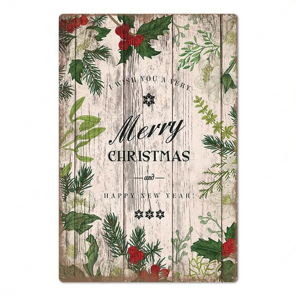 Vintage Tin Signs Merry Christmas Posters Decor Plaque Metal Plate Garden Wall Art Room Decoration New Years Gift