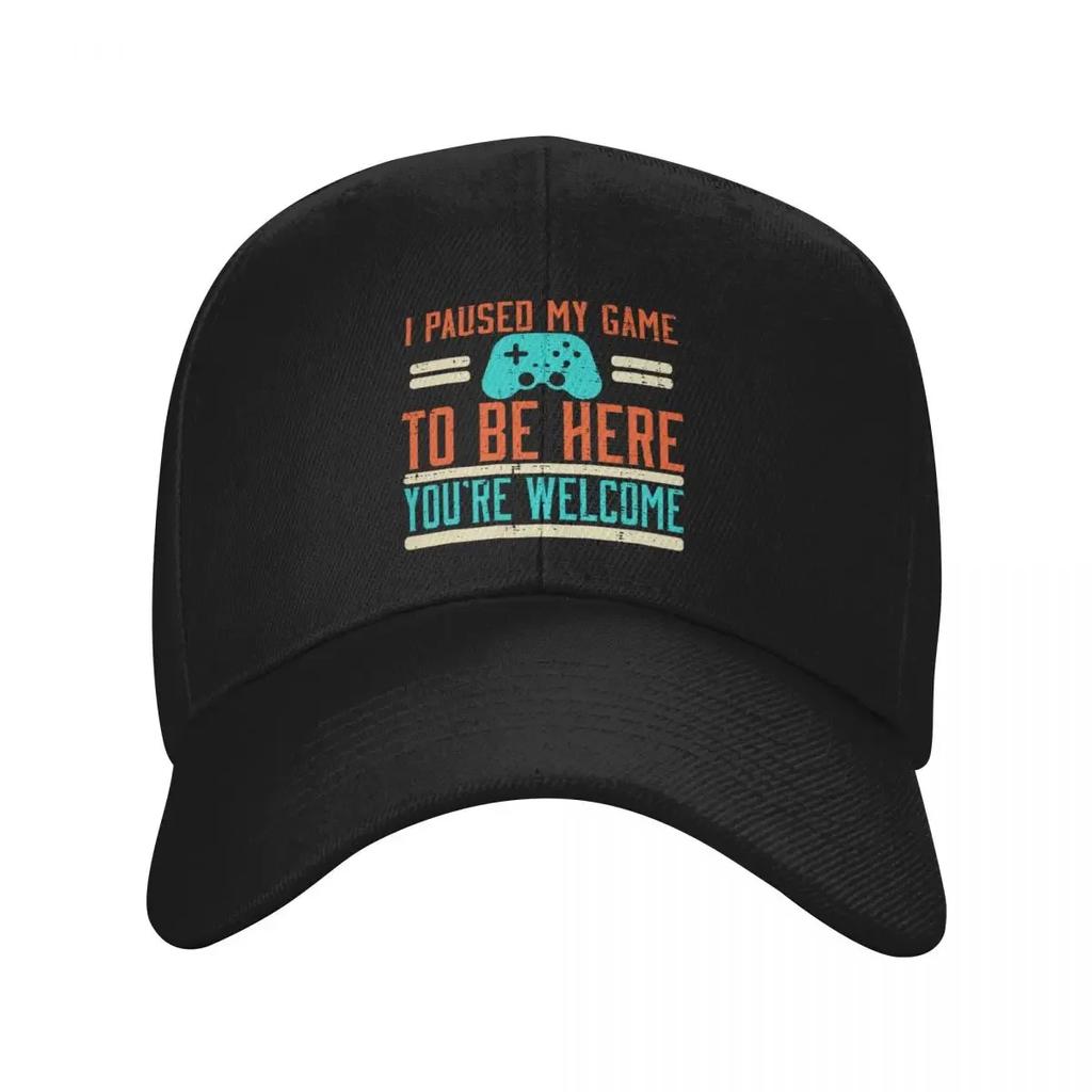 Custom Gamer Paused My Game To Be Here Video Gaming Gift Baseball Cap Hip Hop Women Unisex Adjustable Dad Hat Summer Snapback Caps