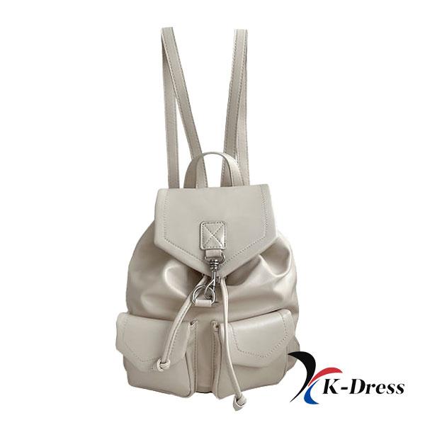 Lesklý batoh se stahovací šňůrkou, mini popruh, kožená školní taška