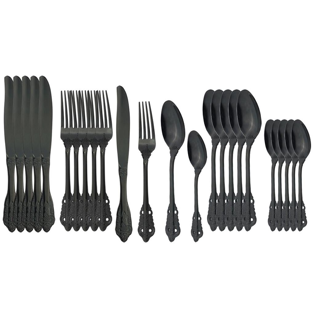 24Pcs Gold Cutlery Set 18/10 Stainless Steel Dinnerware Set Knives Fork Spoon Dinner Tableware Party Kitchen Flatware Silverware