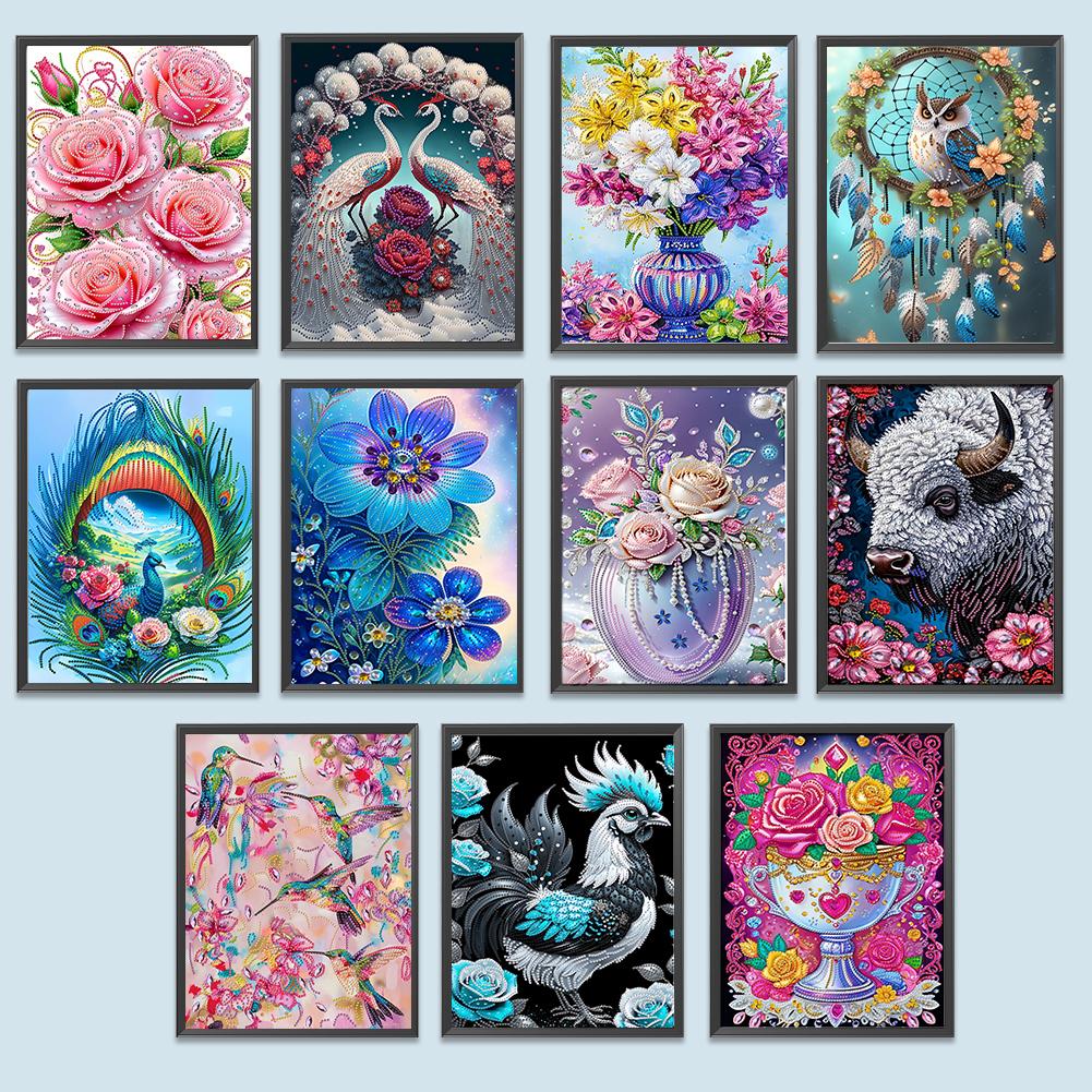 5D DIY Partial Special Shaped Drill Diamond Painting Kit Flower Home Decoration