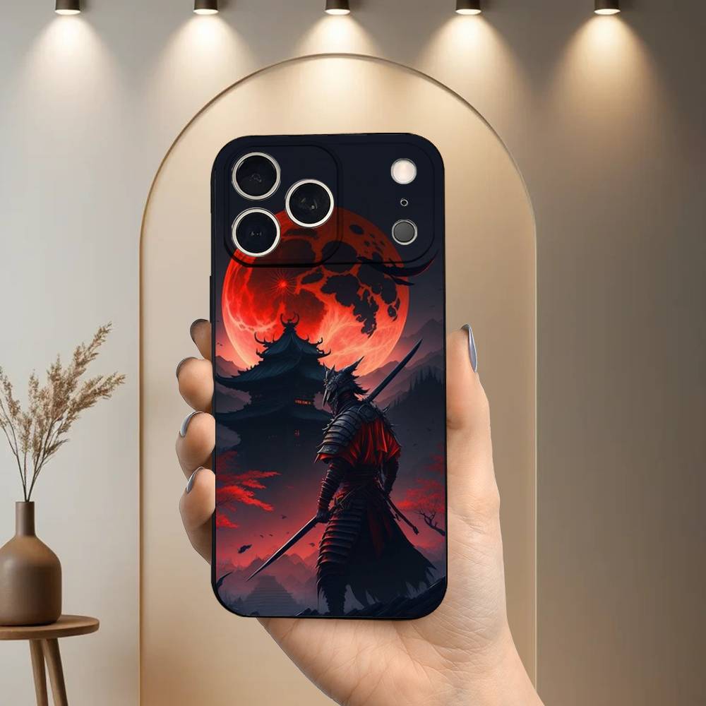 Samurai Art Bushido Phone Case For iPhone 17,16,15,14,13,12,11 Plus,Pro Max,XS,X,XR,SE,Mini,8,7,Soft Silicone Black Cover