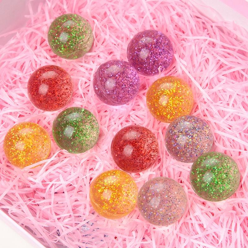 10pcs Children Bouncy Ball Toy Colored Bouncing Ball Rubber Outdoor Toys Sport Games Gold powder  Elastic Juggling Jumping Balls
