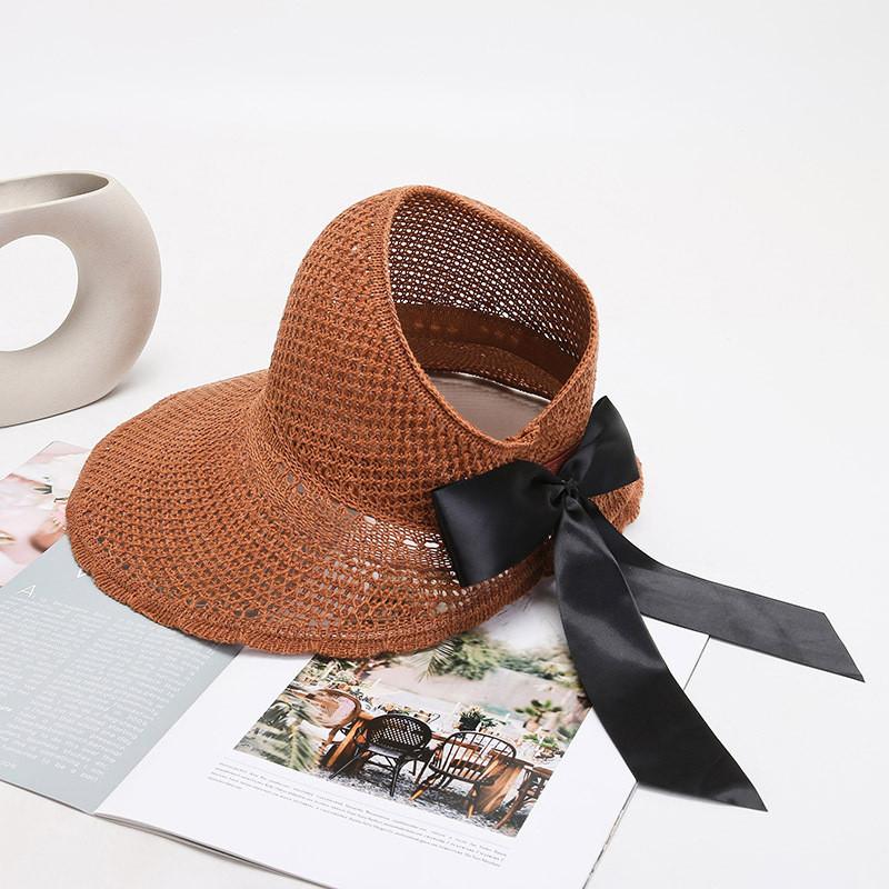 New Style Butterfly Bow Wide Brim Sun Hat For Women Cute Outdoor Mesh Sunshade Hat