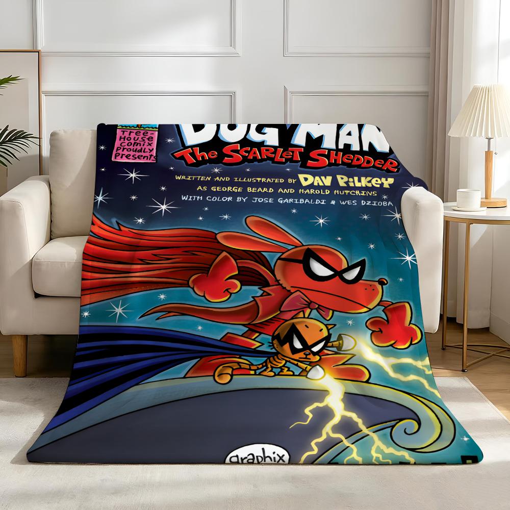 Cartoon D-Dog M-Man Throw High-Density Short Plush Blanket Soft Skin-Friendly For Sofa Nap Air-Conditioned Room