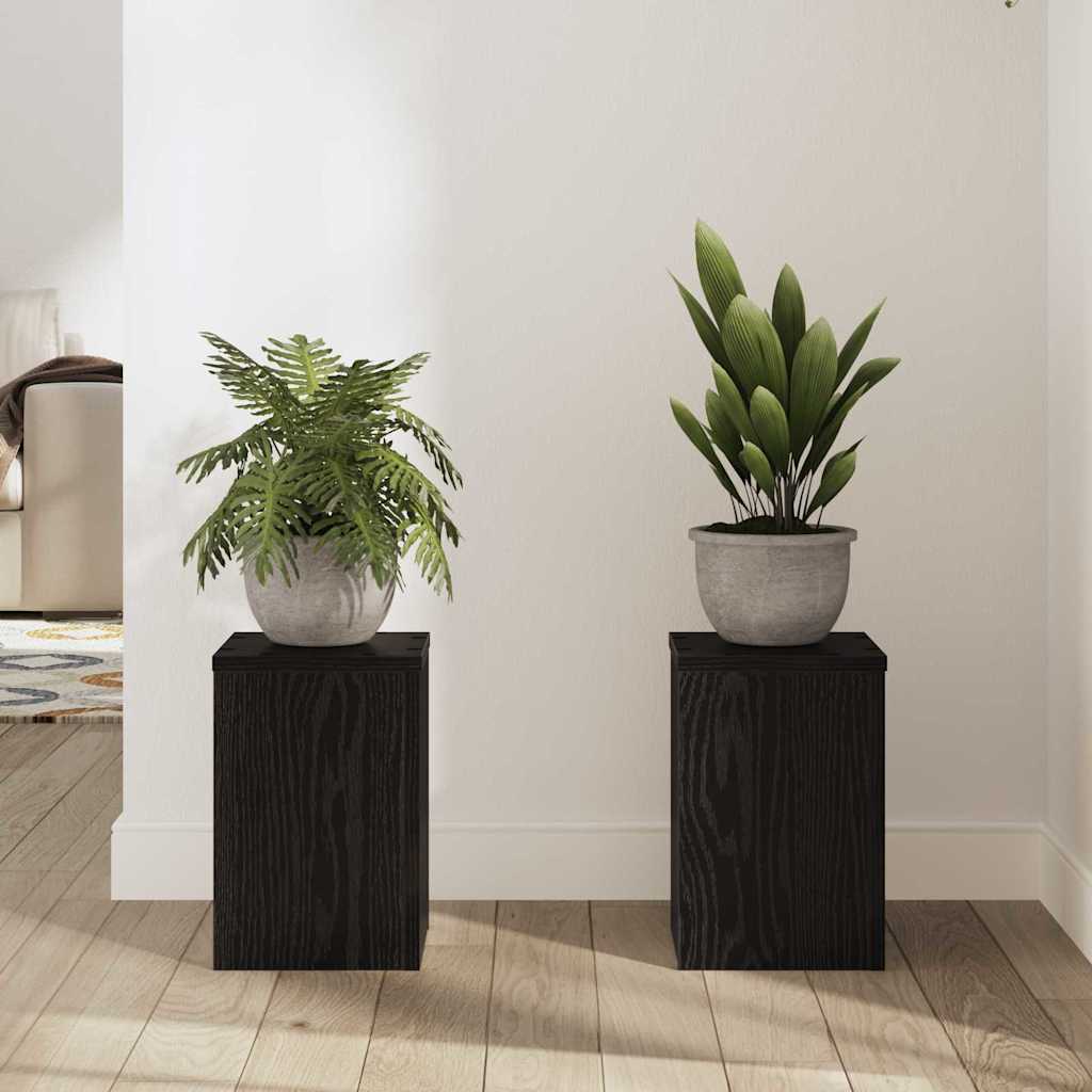 Plant Stand 2 Pcs Black Oak Look 20 X 20 X 30 Cm