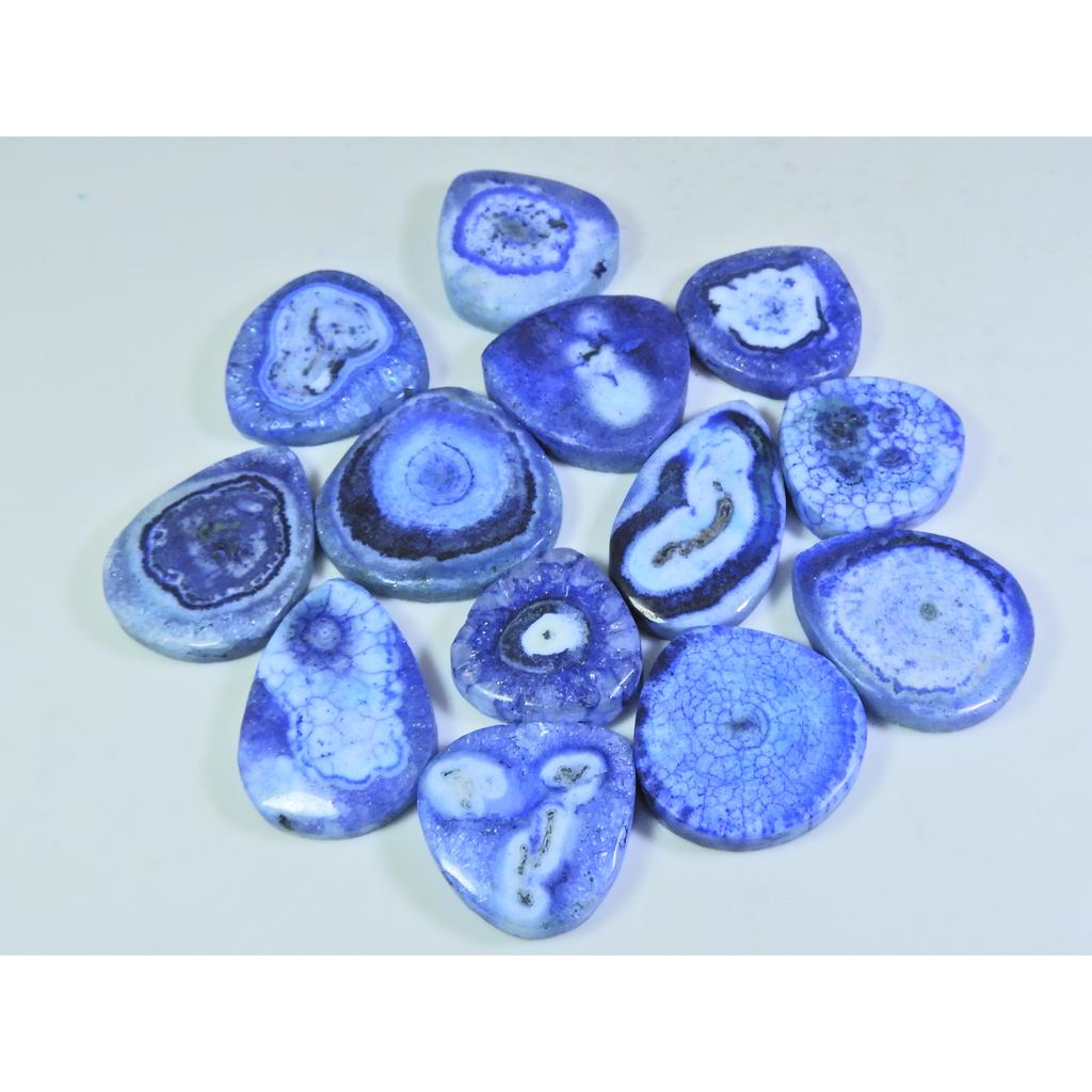 379Cts.Dyed Solar Cab Druzy Agate Pear Shape Cabochon Loose Gemstone 13Pcs A-711