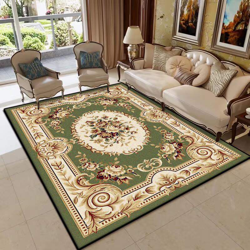 Luxury Green Living Room Carpet European Style Decoration Large Area Sofa Non-slip Rugs Bedroom Lounge Fluffy Plush Floor Mat