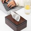 Square Desktop Tissue Box Imitation Walnut Wood Napkins Holder Modern Tissue Dispenser  Living Room