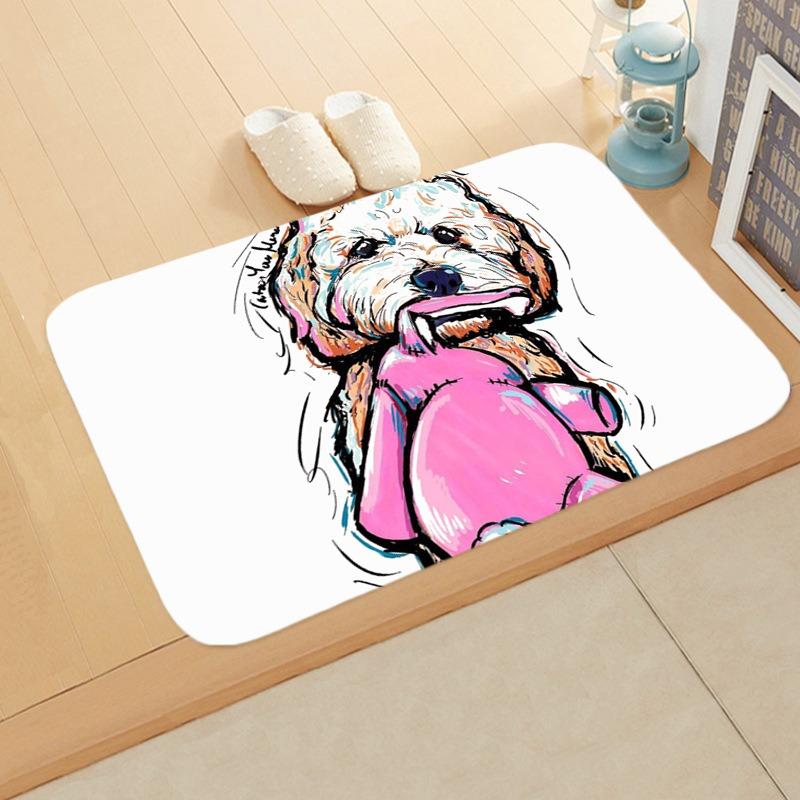 Colorful Dog Art Flannel Doormats, Vibrant Pet Portraits, Cute Canine Designs, Soft Floor Mats for Dog Lovers Home Decor
