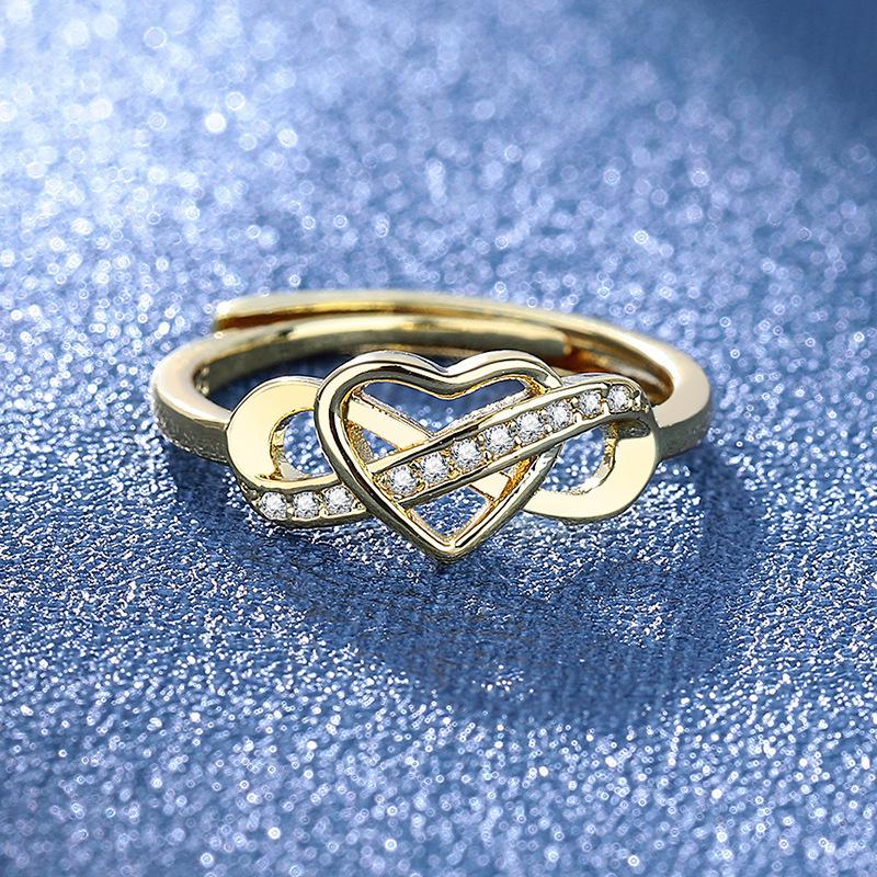 European & American Style Heart-Shaped Zircon Ring for Women - Figure 8 Design