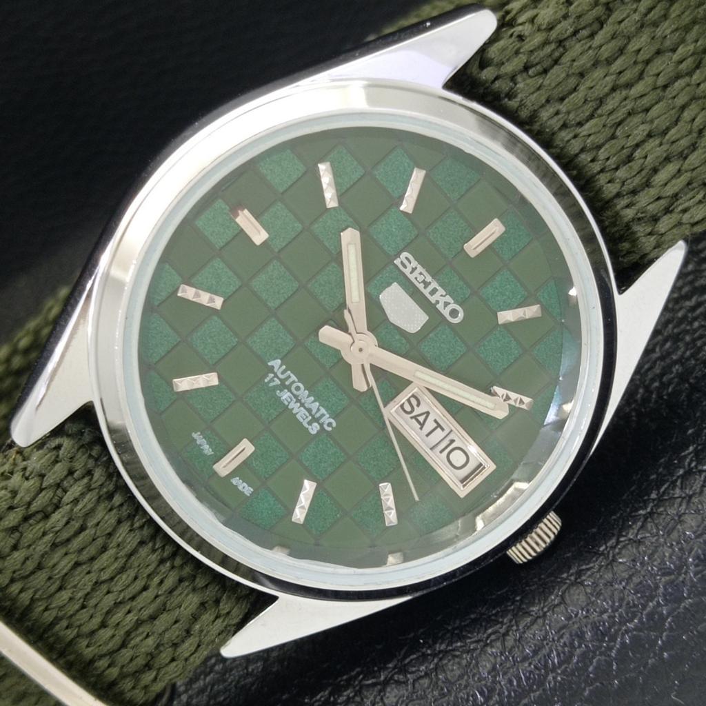 JAPAN SEIKO 5 AUTOMATIC MENS 6309A REFURBISHED GREEN COLOR DIAL WATCH a440307-4 Sk-a440307