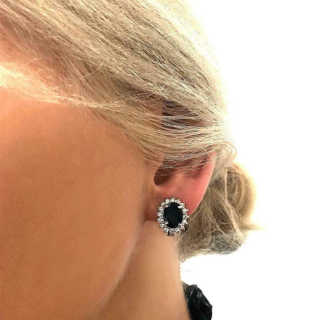 Diana Medium Stud Earrings Handmade Blue Sapphire Antique Trending Jewelry Gift