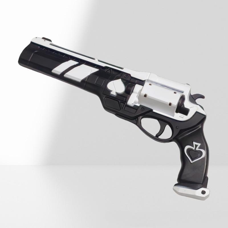 40cm/15.75in Game Peripheral Ace of Heart Revolver COSPlay Halloween Sword Model Prop PU Simulation Boy Toy Gun Desktop Ornament