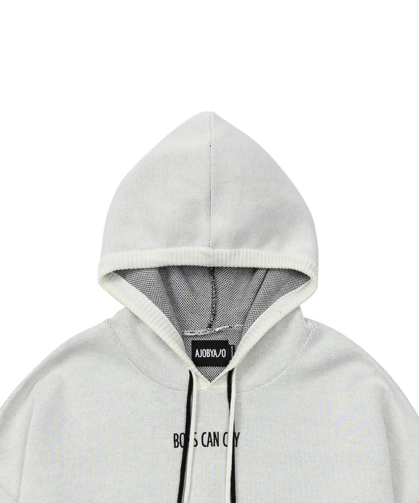 Crying Boy Cotton Knit Hoodie [Ivory]