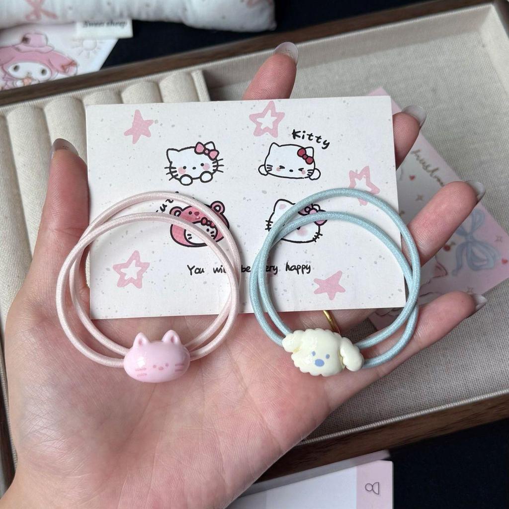 Adorable Cat & Dog Cartoon Hair Ties for Girls - Sweet Best Friend Double Strand Hair Accessories