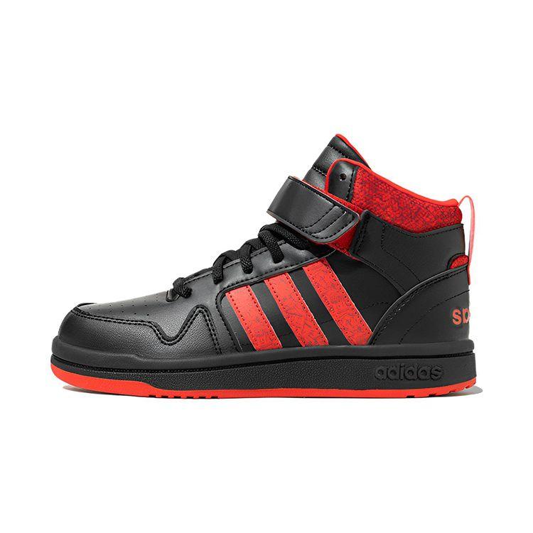 Adidas Neo Postmove Mid Trendy Casual Durable Support Sweat-Absorbing High-Top Skate Shoes Kids Sneakers Black Red IE4245