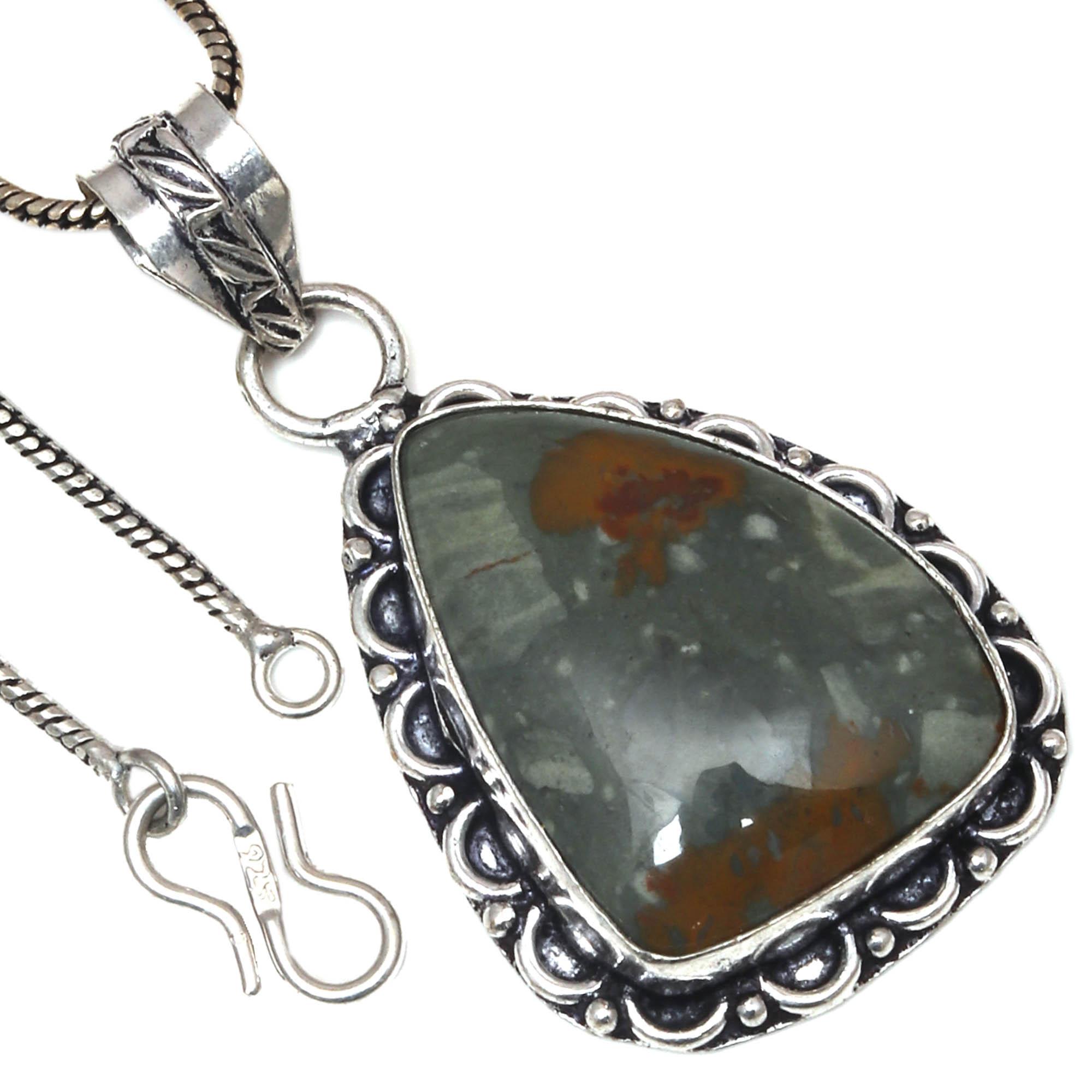 

Pendant Amrican Jasper Gemstone Valentine Day Ethnic Silver Jewelry 2